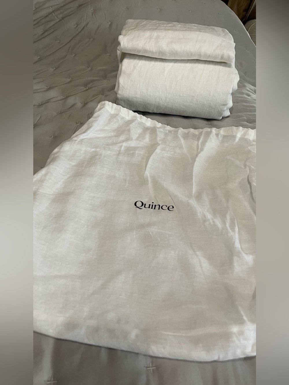NEW Quince European Linen 4 Piece Sheet Set, Queen (White) - Picture 3 of 8